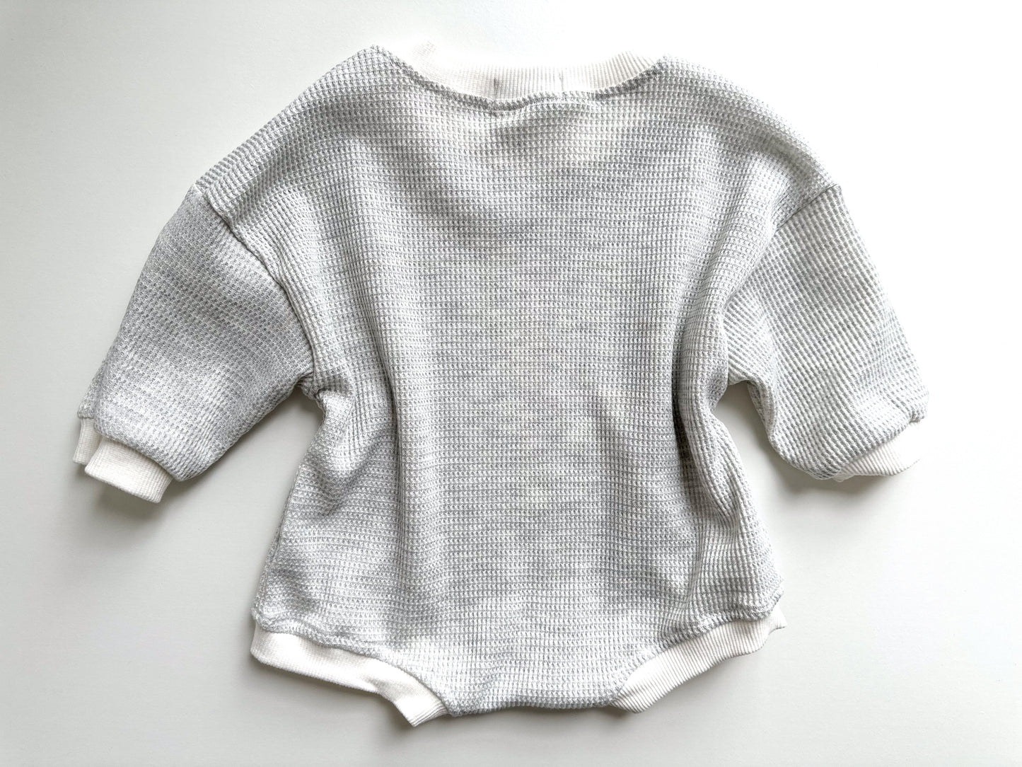BABY WAFFLE BODYSUIT ROMPER - CLOUD GREY