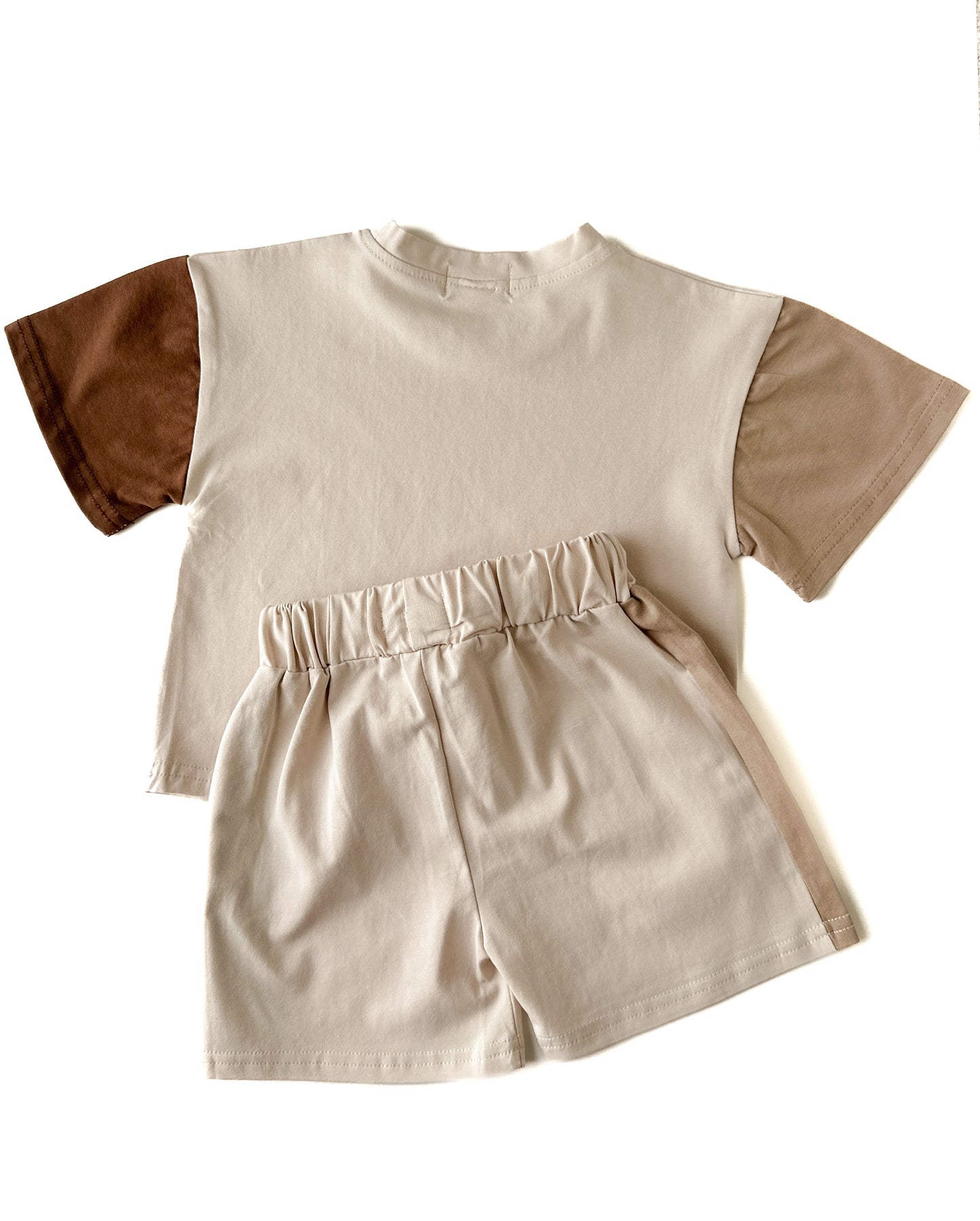 KIDS T-SHIRT AND SHORTS CO-ORD SET - EARTH TONES