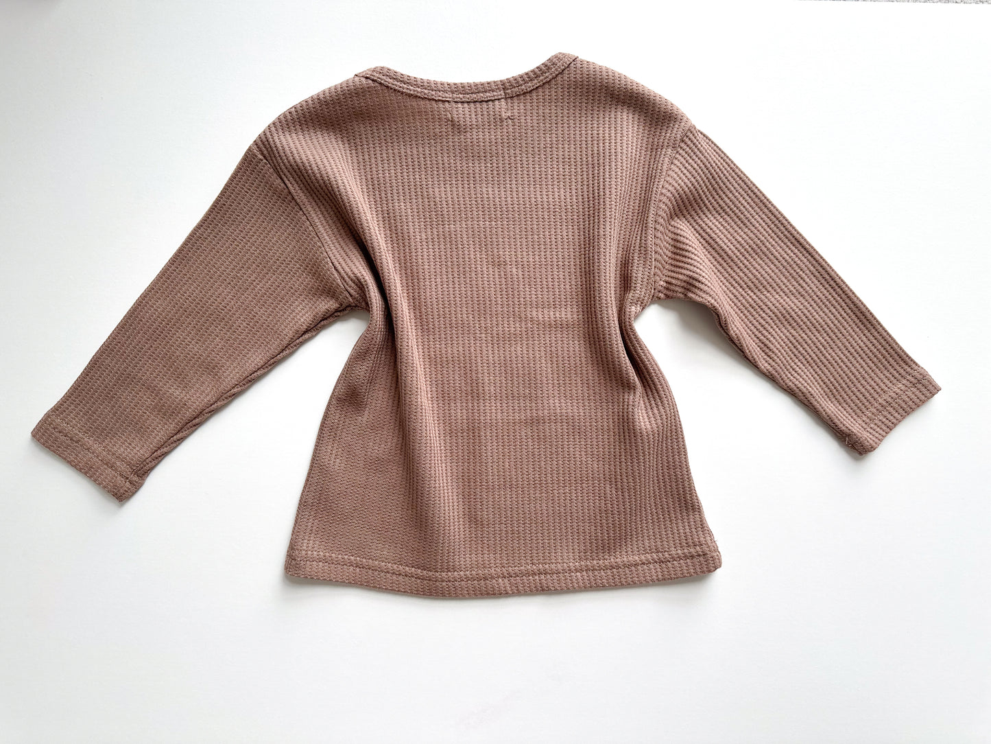 KIDS WAFFLE SWEATSHIRT AND JOGGER CO-ORD SET - SOFT MOCHA