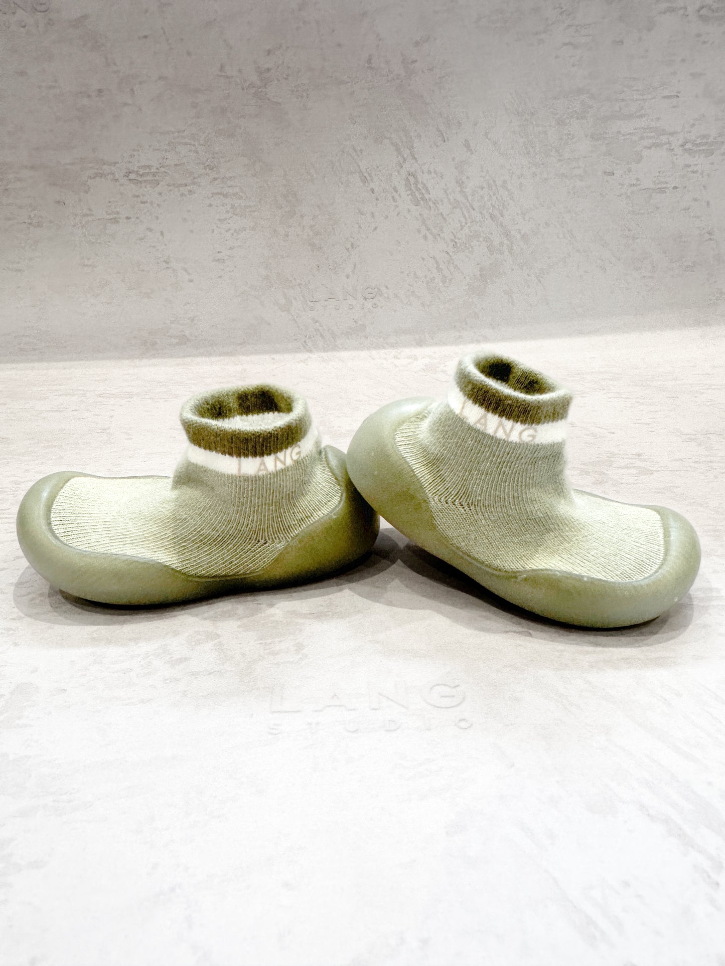 KIDS KNITTED SOCK BOOTIES - MATCHA GREEN