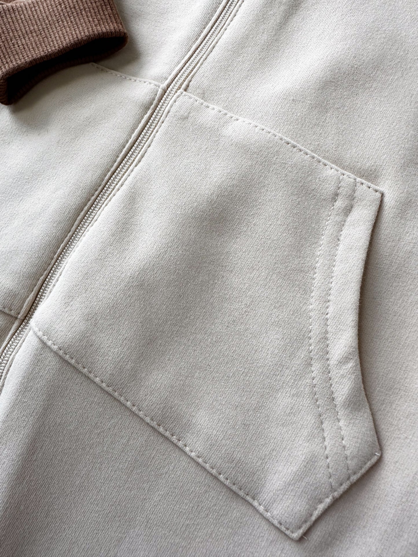 KIDS COLOUR BLOCK HOODED SWEAT ROMPER - EARTH TONES