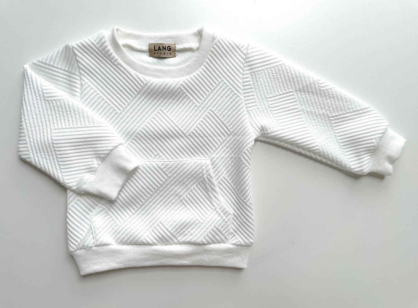 KIDS TEXTURED PATTERN SWEATSHIRT AND JOGGER CO-ORD SET - BLANC WHITE