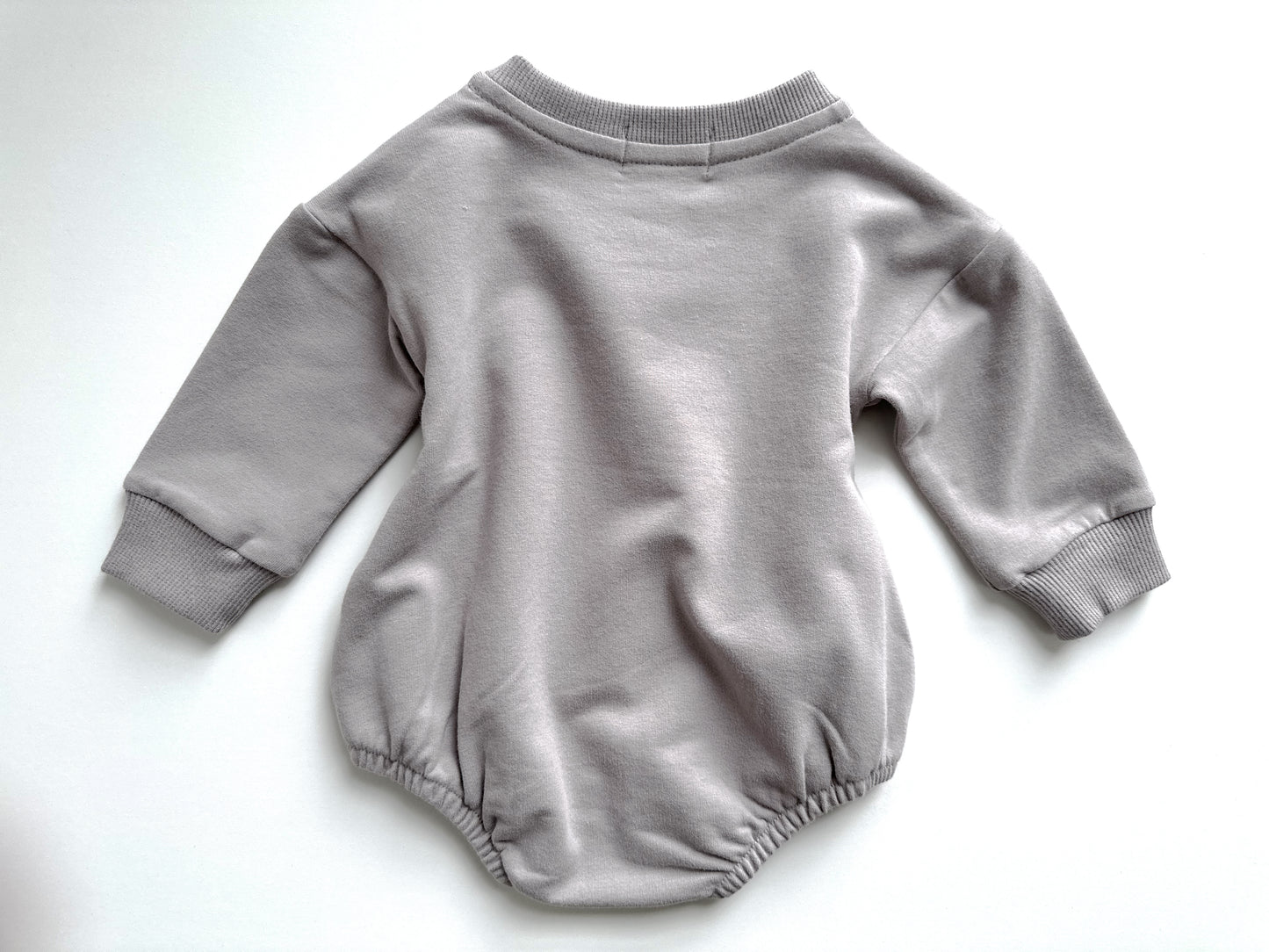 BABY SWEATSHIRT BODYSUIT ROMPER - SUEDE GREY
