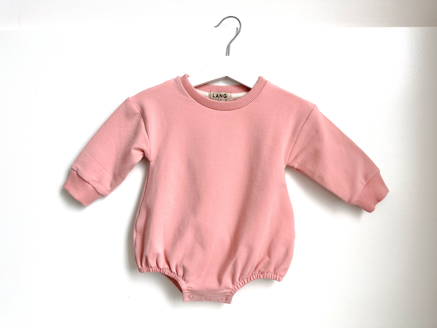 BABY SWEATSHIRT BODYSUIT ROMPER - PINK CHALK