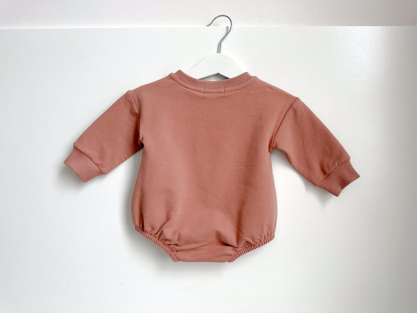 BABY SWEATSHIRT BODYSUIT ROMPER - BAKED CLAY