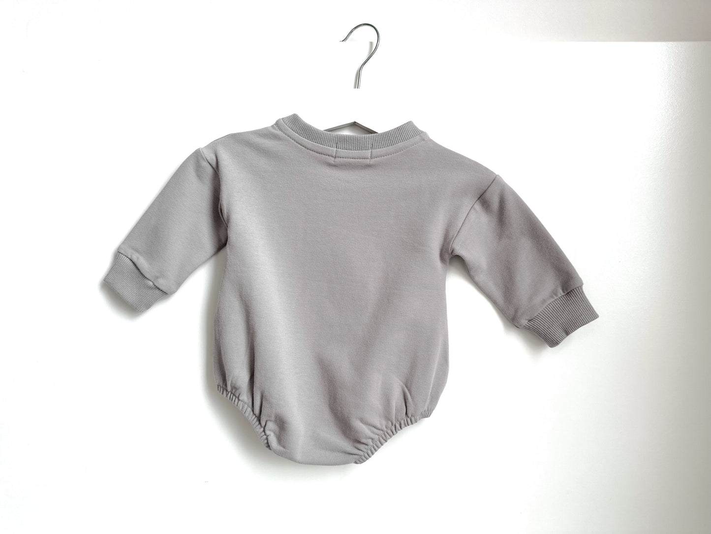 BABY SWEATSHIRT BODYSUIT ROMPER - SUEDE GREY