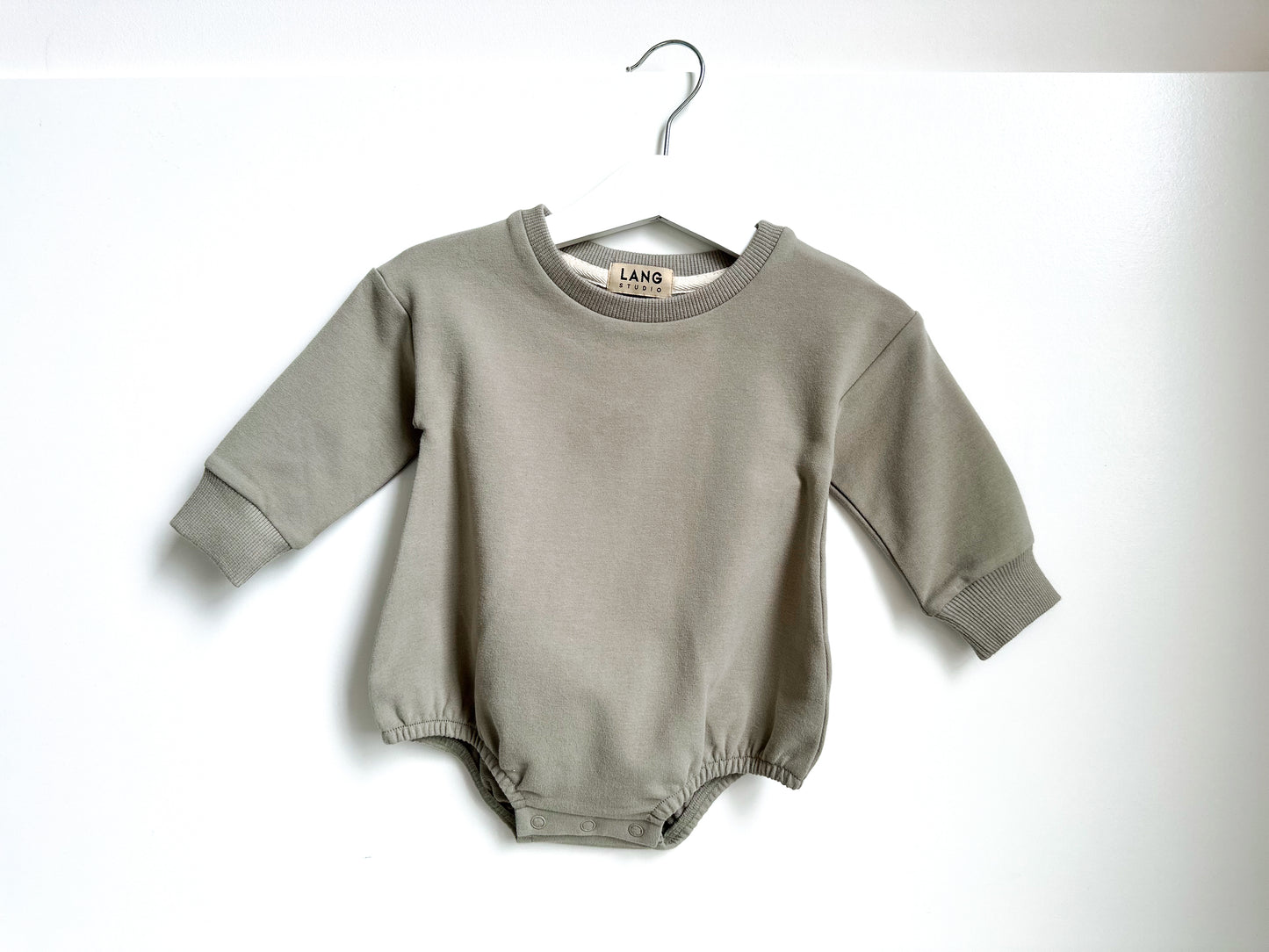 BABY SWEATSHIRT BODYSUIT ROMPER - MATCHA GREEN