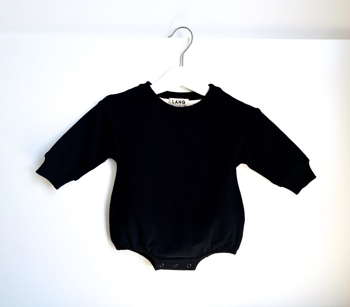 BABY SWEATSHIRT BODYSUIT ROMPER - NOIR BLACK