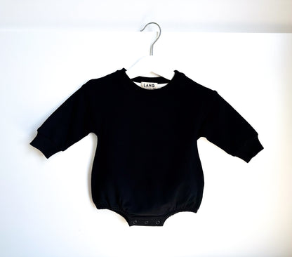 BABY SWEATSHIRT BODYSUIT ROMPER - NOIR BLACK
