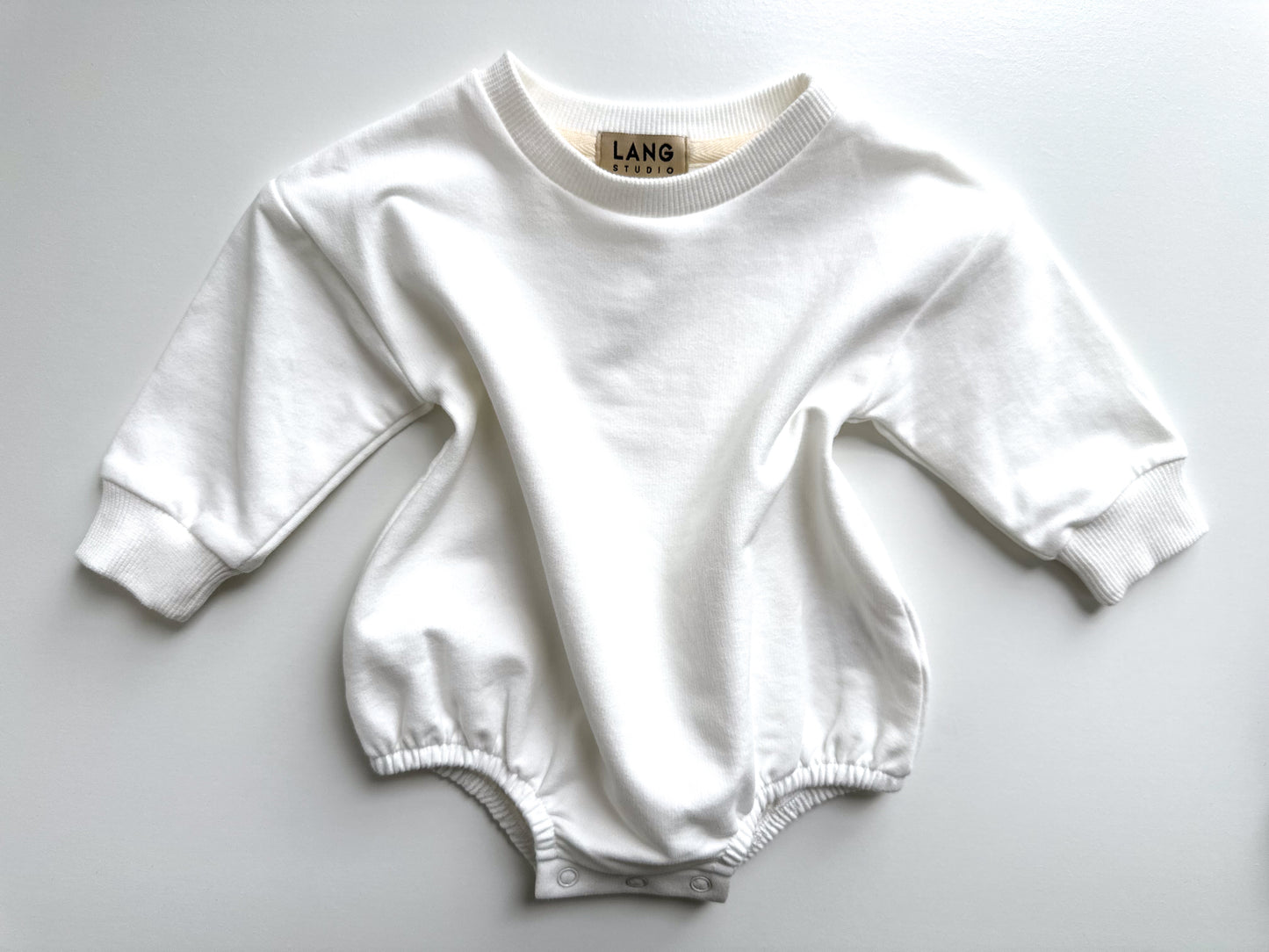 BABY SWEATSHIRT BODYSUIT ROMPER - BLANC WHITE