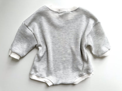 BABY WAFFLE BODYSUIT ROMPER - CLOUD GREY