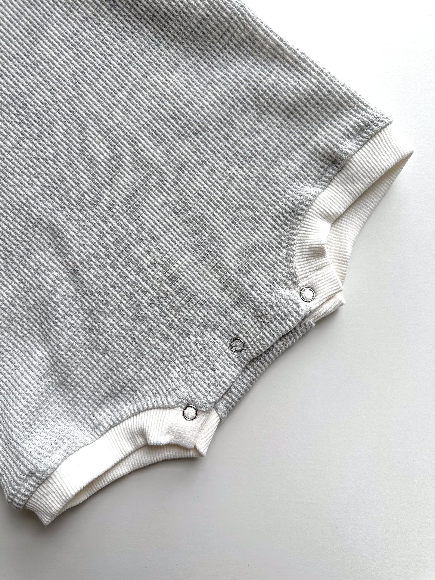 BABY WAFFLE BODYSUIT ROMPER - CLOUD GREY