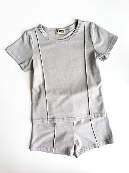 KIDS LIGHTWEIGHT T-SHIRT AND SHORTS CO-ORD SET - MODERN GREY