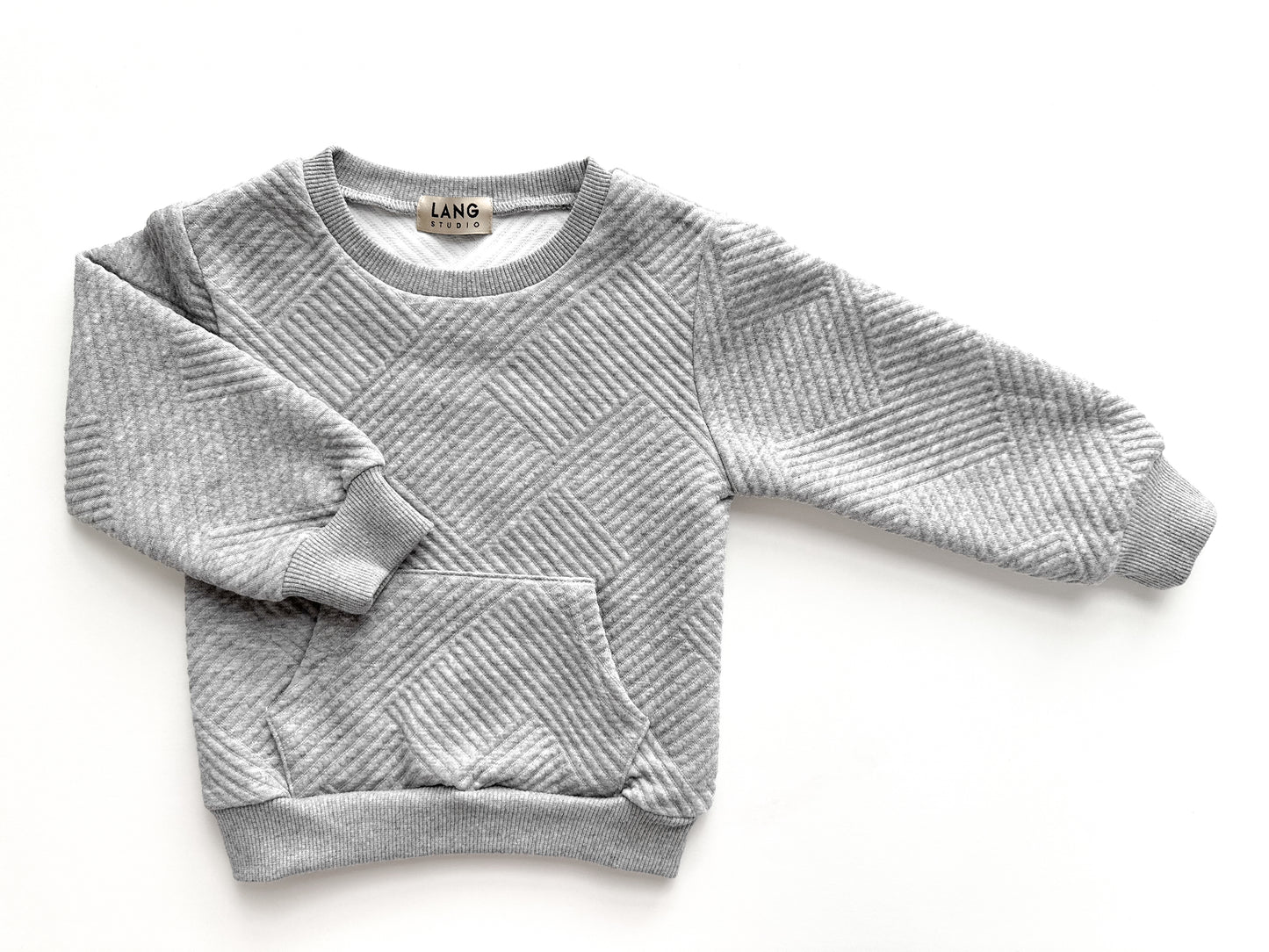 KIDS TEXTURED PATTERN SWEATSHIRT AND JOGGER CO-ORD SET - STORM GREY