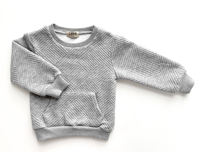 KIDS TEXTURED PATTERN SWEATSHIRT AND JOGGER CO-ORD SET - STORM GREY