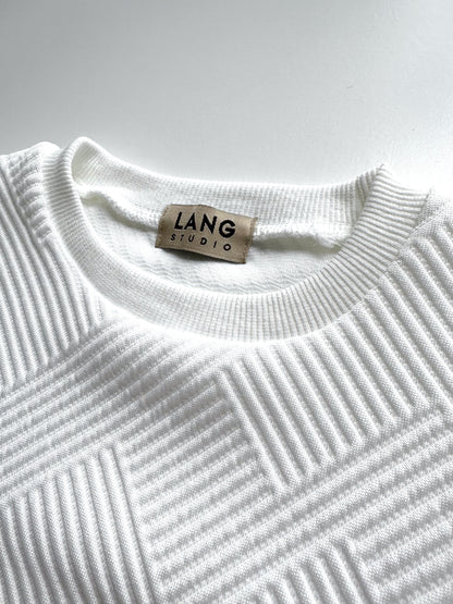 KIDS TEXTURED PATTERN SWEATSHIRT AND JOGGER CO-ORD SET - BLANC WHITE
