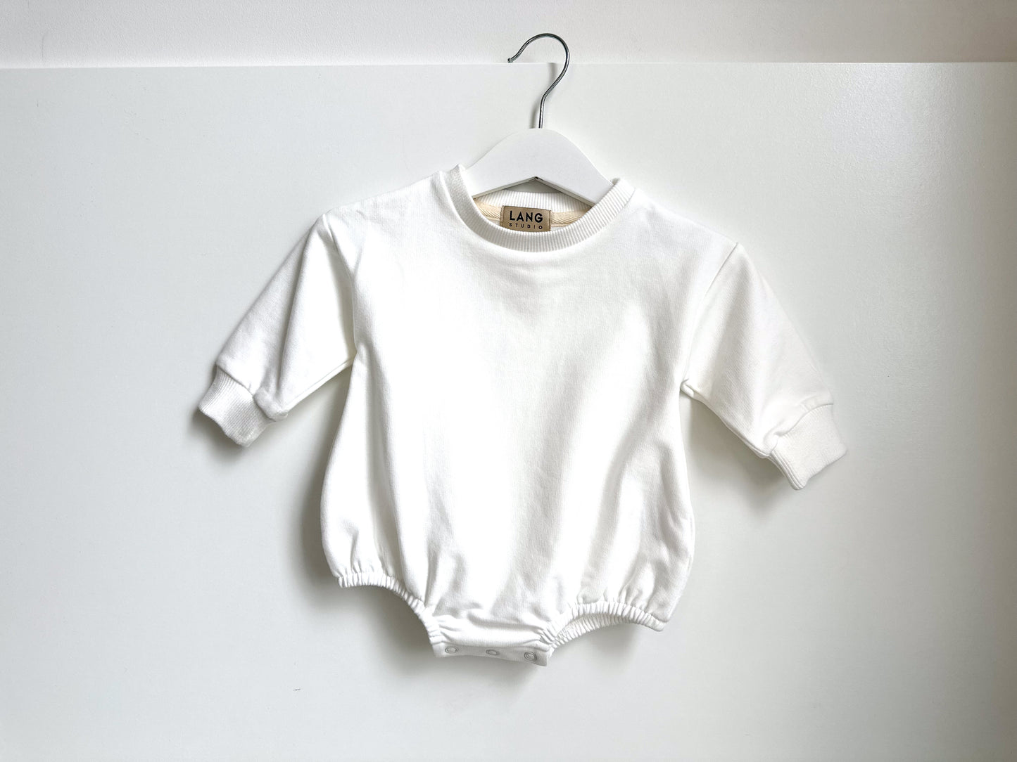 BABY SWEATSHIRT BODYSUIT ROMPER - BLANC WHITE