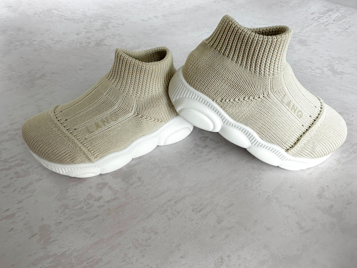 KIDS KNITTED MID TOP BOOTIES - STONE IVORY