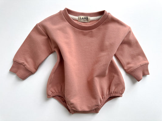 BABY SWEATSHIRT BODYSUIT ROMPER - BAKED CLAY