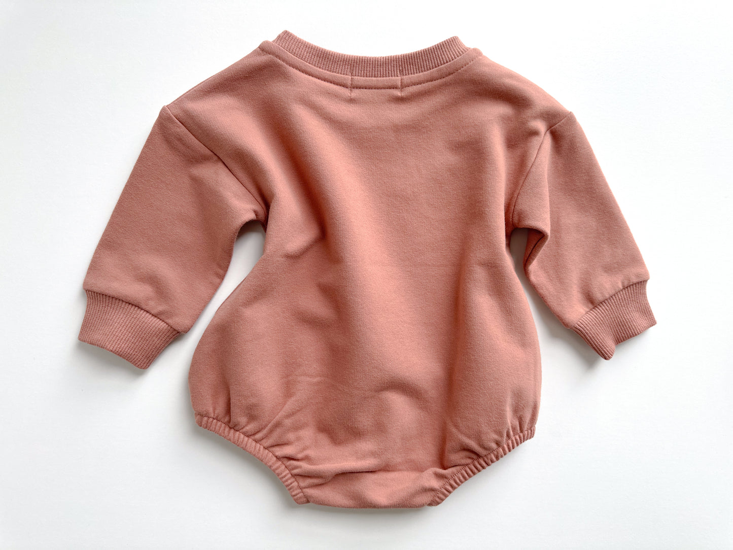 BABY SWEATSHIRT BODYSUIT ROMPER - BAKED CLAY