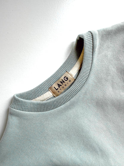BABY SWEATSHIRT BODYSUIT ROMPER - DUSKY BLUE