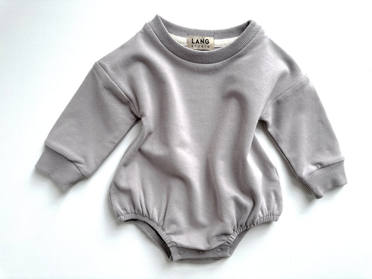 BABY SWEATSHIRT BODYSUIT ROMPER - SUEDE GREY