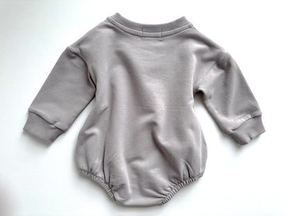 BABY SWEATSHIRT BODYSUIT ROMPER - SUEDE GREY