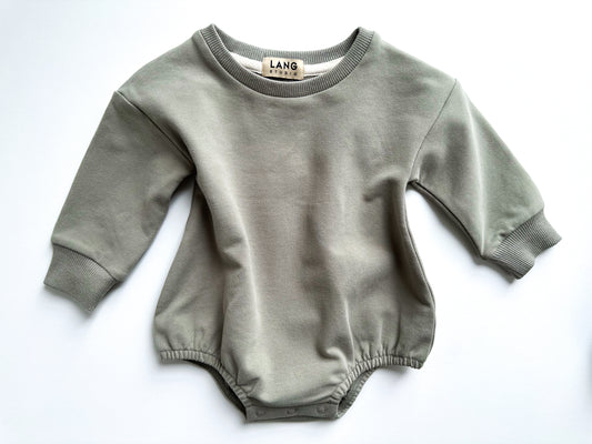 BABY SWEATSHIRT BODYSUIT ROMPER - MATCHA GREEN