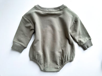 BABY SWEATSHIRT BODYSUIT ROMPER - MATCHA GREEN