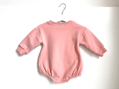 BABY SWEATSHIRT BODYSUIT ROMPER - PINK CHALK