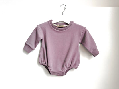 BABY SWEATSHIRT BODYSUIT ROMPER - LIGHT LAVENDER