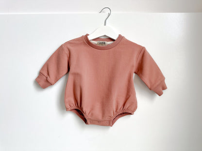 BABY SWEATSHIRT BODYSUIT ROMPER - BAKED CLAY