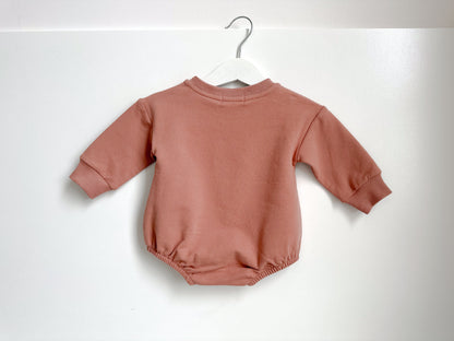 BABY SWEATSHIRT BODYSUIT ROMPER - BAKED CLAY