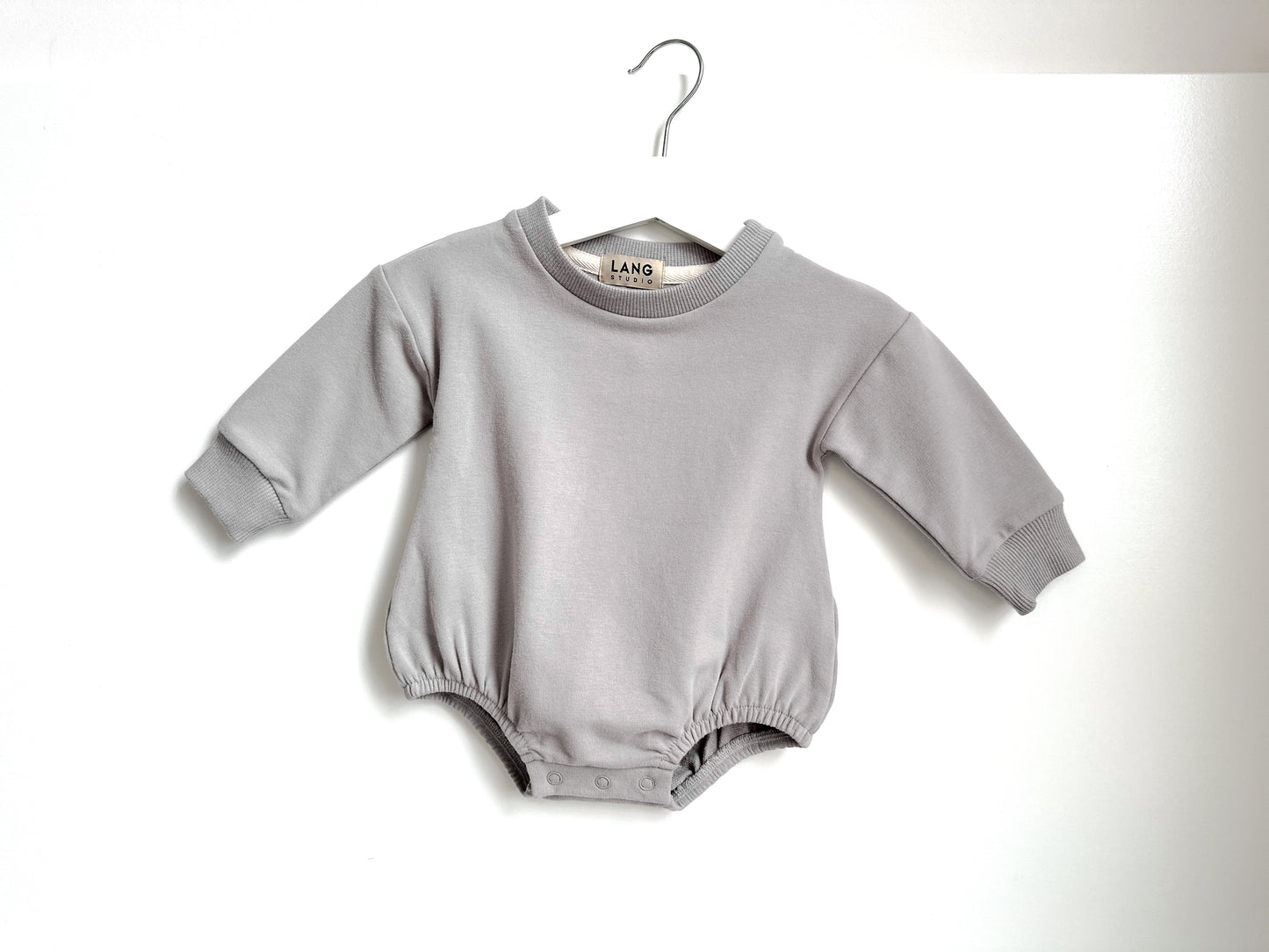 BABY SWEATSHIRT BODYSUIT ROMPER - SUEDE GREY