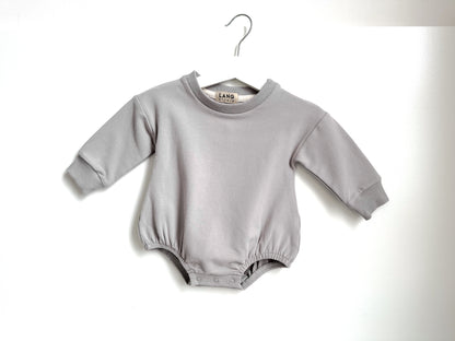 BABY SWEATSHIRT BODYSUIT ROMPER - SUEDE GREY
