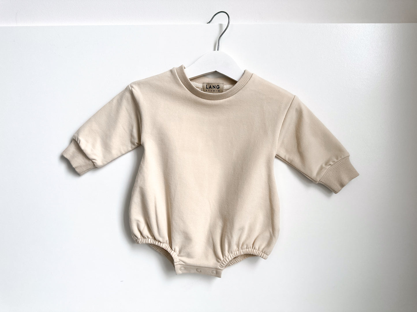 BABY SWEATSHIRT BODYSUIT ROMPER - STONE IVORY