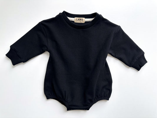 BABY SWEATSHIRT BODYSUIT ROMPER - NOIR BLACK