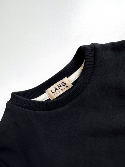 BABY SWEATSHIRT BODYSUIT ROMPER - NOIR BLACK