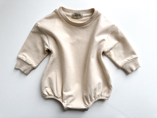 BABY SWEATSHIRT BODYSUIT ROMPER - STONE IVORY