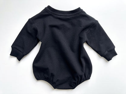 BABY SWEATSHIRT BODYSUIT ROMPER - NOIR BLACK