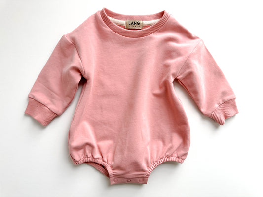 BABY SWEATSHIRT BODYSUIT ROMPER - PINK CHALK