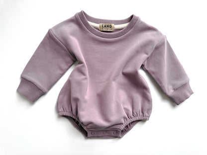 BABY SWEATSHIRT BODYSUIT ROMPER - LIGHT LAVENDER