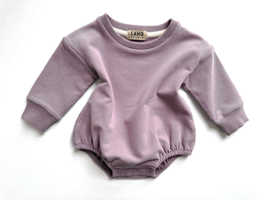 BABY SWEATSHIRT BODYSUIT ROMPER - LIGHT LAVENDER