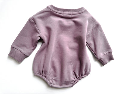 BABY SWEATSHIRT BODYSUIT ROMPER - LIGHT LAVENDER